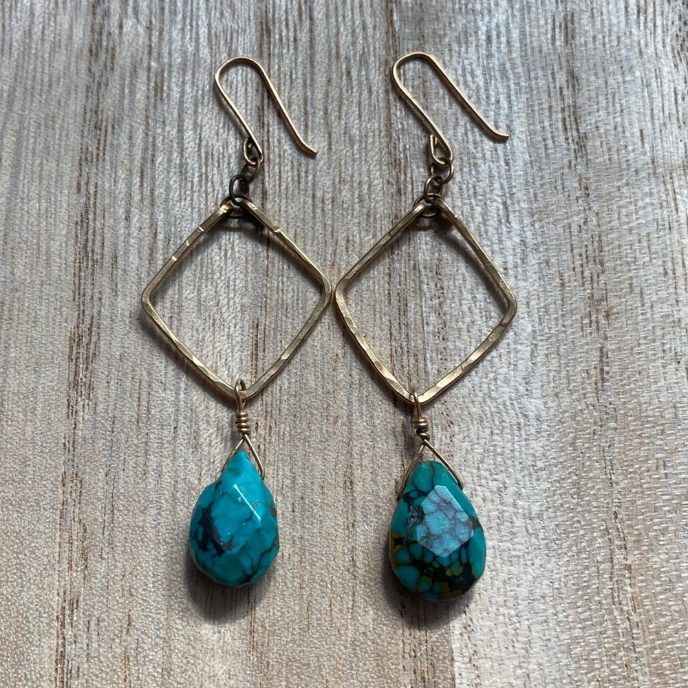 Gold color and Turquoise colored earrings